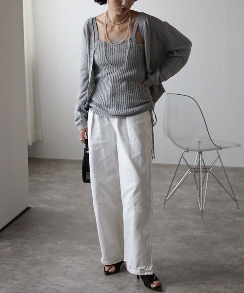 Bonjour Sagan（ボンジュールサガン）の「[SET]ミックスニットキャミ×カーディガン（アンサンブル・レディース・ライトグレー/オフホワイト/ベージュ・FREE）」の11枚目の写真