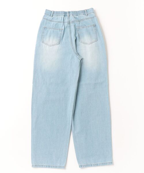 Mac-House（マックハウス）の「GOOD CREW グッドクルー ダメージワイドデニム（デニムパンツ・レディース・ケミカルウォッシュ/サックスブルー系・S/M/L）」の3枚目の写真