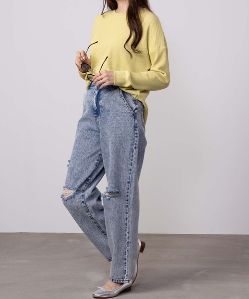 Mac-House（マックハウス）の「GOOD CREW グッドクルー ダメージワイドデニム（デニムパンツ・レディース・ケミカルウォッシュ/サックスブルー系・S/M/L）」の12枚目の写真