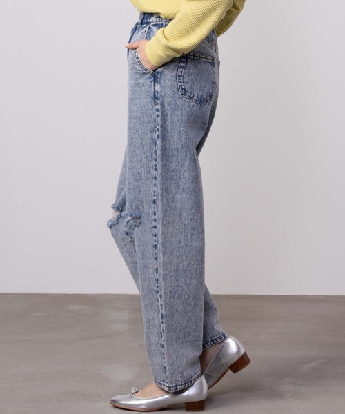 Mac-House（マックハウス）の「GOOD CREW グッドクルー ダメージワイドデニム（デニムパンツ・レディース・ケミカルウォッシュ/サックスブルー系・S/M/L）」の13枚目の写真