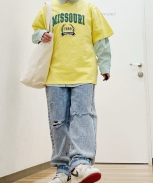 Mac-House（マックハウス）の「GOOD CREW グッドクルー ダメージワイドデニム（デニムパンツ・レディース・ケミカルウォッシュ/サックスブルー系・S/M/L）」の17枚目の写真