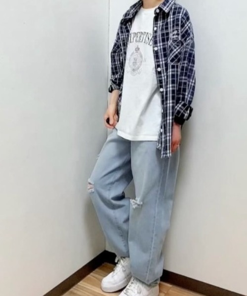 Mac-House（マックハウス）の「GOOD CREW グッドクルー ダメージワイドデニム（デニムパンツ・レディース・ケミカルウォッシュ/サックスブルー系・S/M/L）」の18枚目の写真