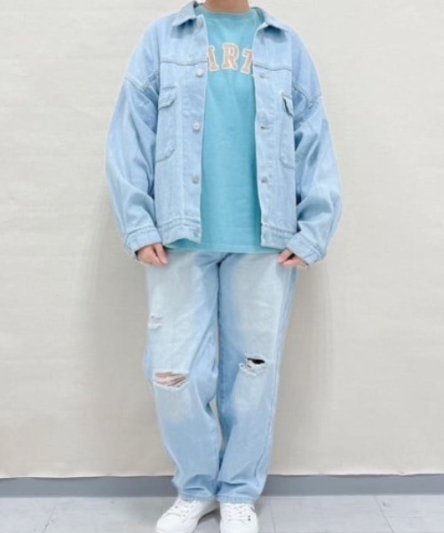 Mac-House（マックハウス）の「GOOD CREW グッドクルー ダメージワイドデニム（デニムパンツ・レディース・ケミカルウォッシュ/サックスブルー系・S/M/L）」の19枚目の写真