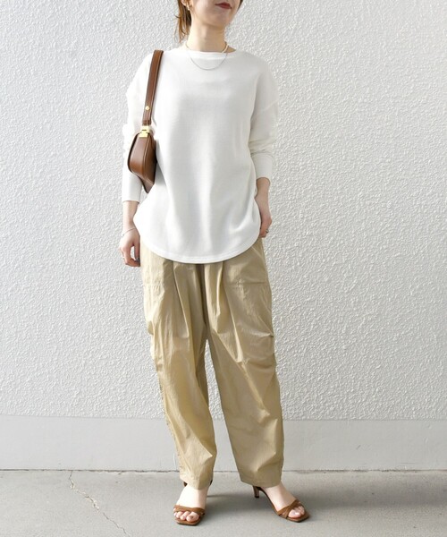 SHIPS any（シップス エニィ）の「SHIPS any:〈洗濯機可能〉ワッフル  レースアップ ラウンドヘム プルオーバー（Tシャツ/カットソー・レディース・ホワイト/ライトグレー/ネイビー/ライトグレー系1・ONE SIZE）」の20枚目の写真