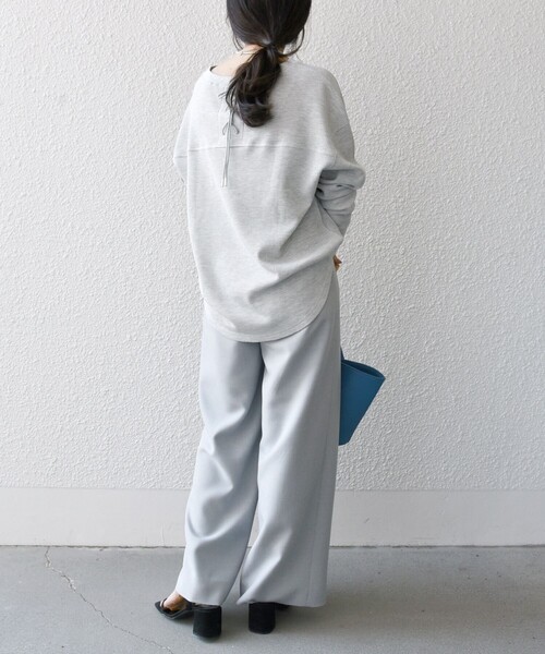 SHIPS any（シップス エニィ）の「SHIPS any:〈洗濯機可能〉ワッフル  レースアップ ラウンドヘム プルオーバー（Tシャツ/カットソー・レディース・ホワイト/ライトグレー/ネイビー/ライトグレー系1・ONE SIZE）」の21枚目の写真