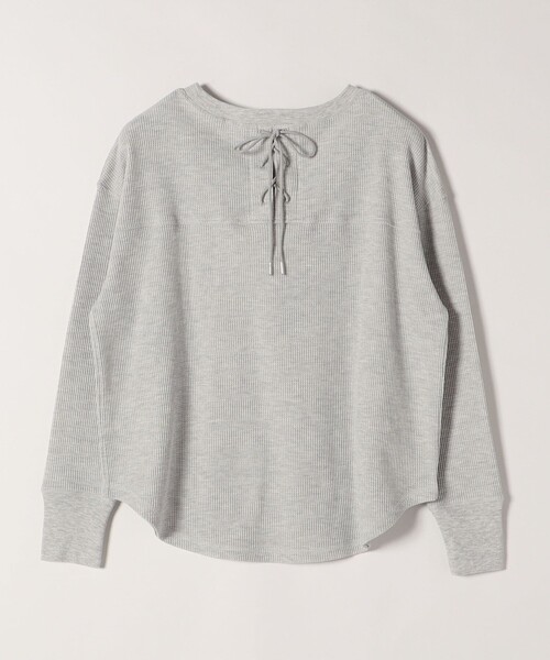 SHIPS any（シップス エニィ）の「SHIPS any:〈洗濯機可能〉ワッフル  レースアップ ラウンドヘム プルオーバー（Tシャツ/カットソー・レディース・ホワイト/ライトグレー/ネイビー/ライトグレー系1・ONE SIZE）」の11枚目の写真
