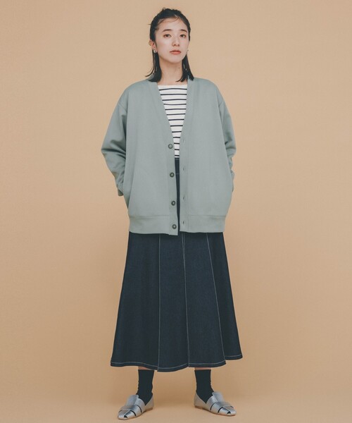 THE SHOP TK （ザ ショップ ティーケー ）の「◆【美シルエット】デニムタックスカート/手洗い可（デニムスカート・レディース・ネイビー/ベージュ/カーキ・11/12/13）」の16枚目の写真