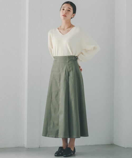 THE SHOP TK （ザ ショップ ティーケー ）の「◆【美シルエット】デニムタックスカート/手洗い可（デニムスカート・レディース・ネイビー/ベージュ/カーキ・11/12/13）」の12枚目の写真