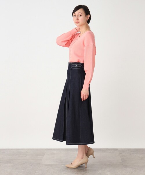THE SHOP TK （ザ ショップ ティーケー ）の「◆【美シルエット】デニムタックスカート/手洗い可（デニムスカート・レディース・ネイビー/ベージュ/カーキ・11/12/13）」の19枚目の写真