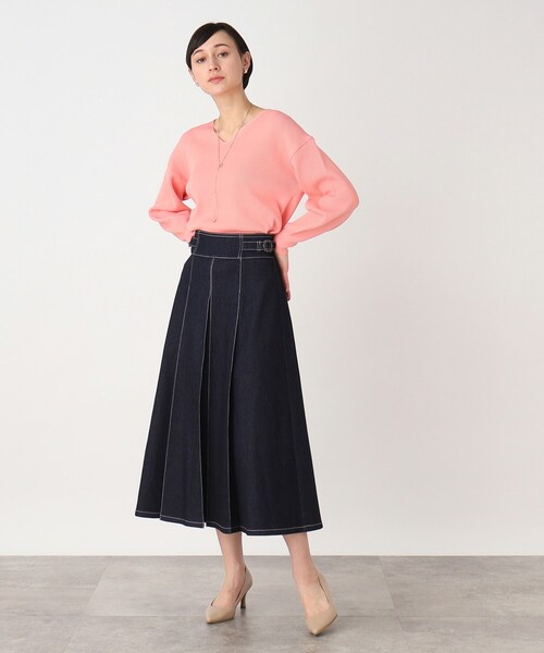 THE SHOP TK （ザ ショップ ティーケー ）の「◆【美シルエット】デニムタックスカート/手洗い可（デニムスカート・レディース・ネイビー/ベージュ/カーキ・11/12/13）」の20枚目の写真