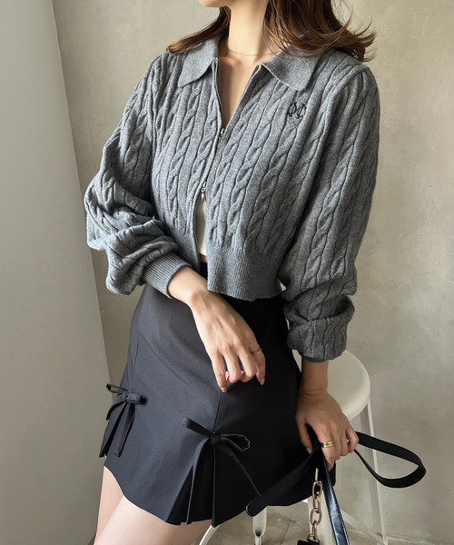 one after another NICE CLAUP(ワンアフターアナザーナイスクラップ)の「リボン取り外しミニスカート(スカート・レディース・ベージュ/ブラック/グレー・FREE)」の10枚目の写真