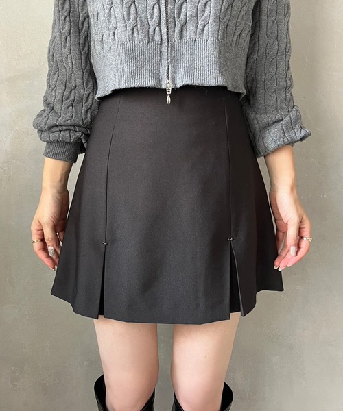 one after another NICE CLAUP(ワンアフターアナザーナイスクラップ)の「リボン取り外しミニスカート(スカート・レディース・ベージュ/ブラック/グレー・FREE)」の9枚目の写真