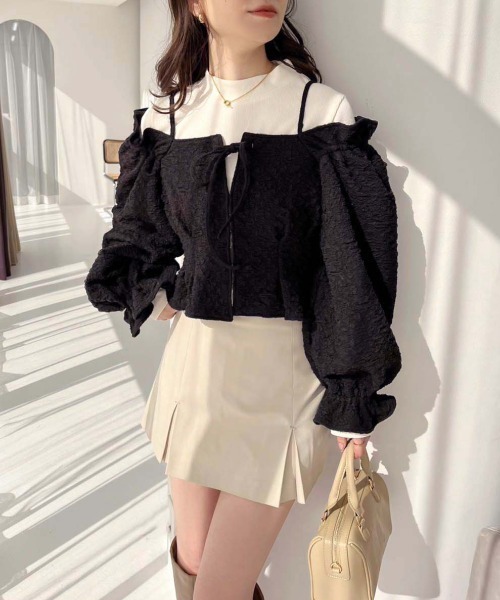 one after another NICE CLAUP(ワンアフターアナザーナイスクラップ)の「リボン取り外しミニスカート(スカート・レディース・ベージュ/ブラック/グレー・FREE)」の16枚目の写真