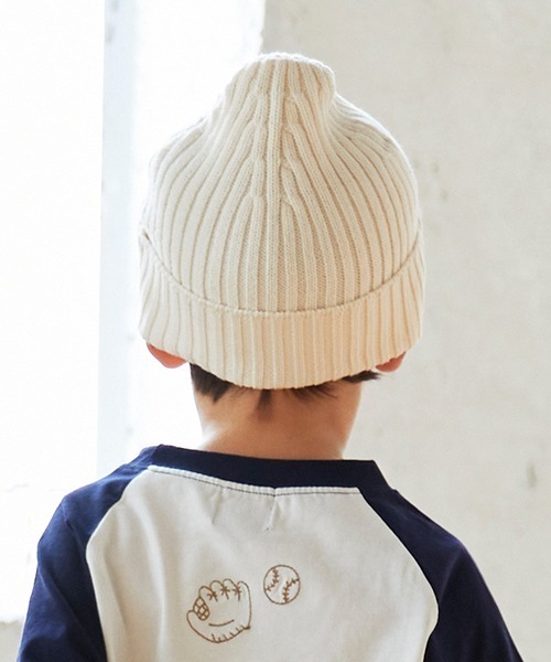 petit main(プティマイン)の「ロゴ刺しゅうニットワッチ(ニットキャップ/ビーニー・キッズ・アイボリー/ブラック/ラベンダー・52cm/50cm/54cm)」の8枚目の写真