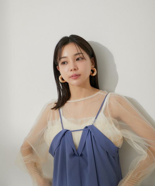 VIS（ビス）の「レイヤーデザインキャミワンピース【洗える】（ワンピース・レディース・ブラック/ブルー系その他4/イエロー系その他・FREE）」の10枚目の写真