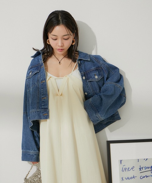 VIS（ビス）の「レイヤーデザインキャミワンピース【洗える】（ワンピース・レディース・ブラック/ブルー系その他4/イエロー系その他・FREE）」の14枚目の写真