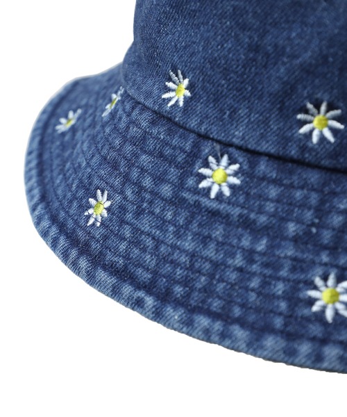花柄刺繍デニムバケットハット UV（ハット）｜14+（イチヨン