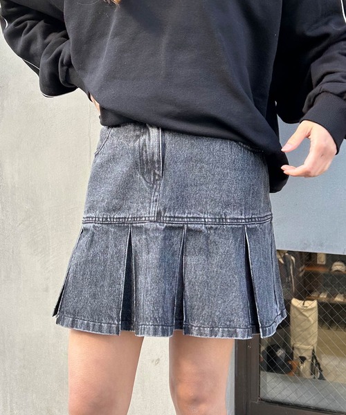 INGNI(イング)の「裾切替プリーツデニムミニスカート/C(デニムスカート・レディース・カモフラージュ/ブルー系その他/グレー/ライトグレー・FREE)」の13枚目の写真