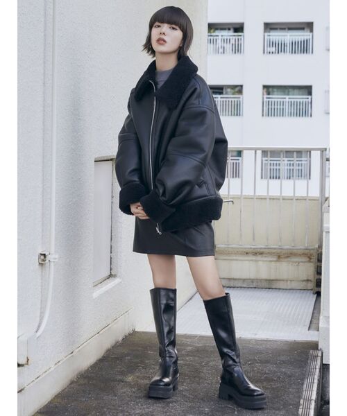 MURUA（ムルーア）の「プラットフォームエンジニアロングブーツ（ブーツ・レディース・ブラック・24.5/23.5/22.5）」の2枚目の写真