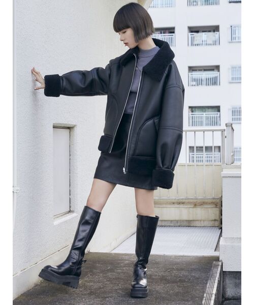 MURUA（ムルーア）の「プラットフォームエンジニアロングブーツ（ブーツ・レディース・ブラック・24.5/23.5/22.5）」の3枚目の写真