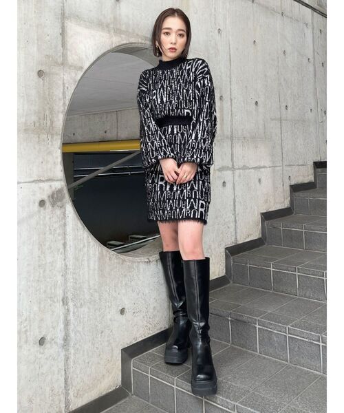 MURUA（ムルーア）の「プラットフォームエンジニアロングブーツ（ブーツ・レディース・ブラック・24.5/23.5/22.5）」の4枚目の写真