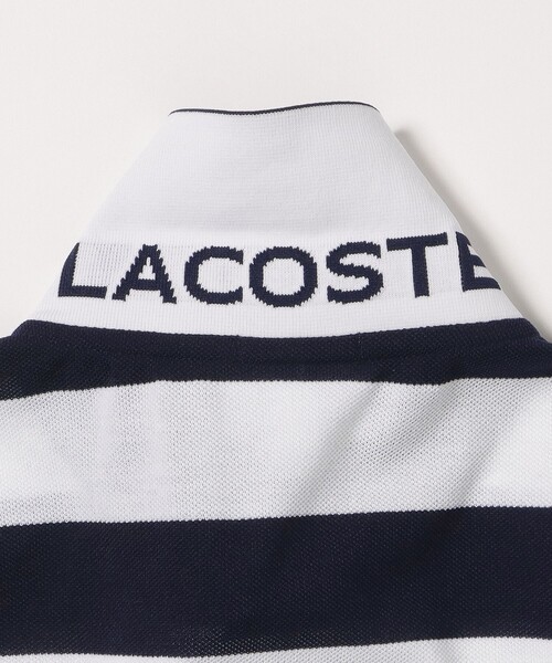 LACOSTE×BEAMS GOLF ボーダーポロシャツ ネイビー USS/M BEAMS GOLF ポロシャツ 「MEN」「別注」LACOSTE / 鹿の子