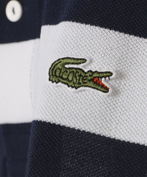 LACOSTE×BEAMS GOLF ボーダーポロシャツ ネイビー USS/M BEAMS