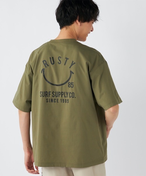 RUSTY(ラスティ)の「【RUSTY/ラスティー】ストレッチ軽量半袖Tシャツ ニコチャンシリーズ バックプリント(Tシャツ/カットソー・メンズ・カーキ/ブラック/ホワイト/ベージュ・MEDIUM/X-LARGE/LARGE)」の4枚目の写真