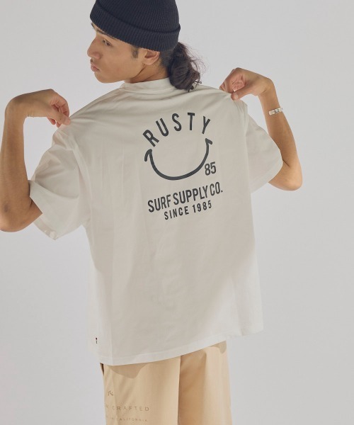 RUSTY(ラスティ)の「【RUSTY/ラスティー】ストレッチ軽量半袖Tシャツ ニコチャンシリーズ バックプリント(Tシャツ/カットソー・メンズ・カーキ/ブラック/ホワイト/ベージュ・MEDIUM/X-LARGE/LARGE)」の7枚目の写真