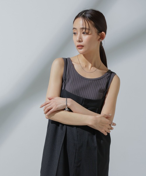 NANO universe（ナノユニバース）の「Anti Soaked(R) 汗染み防止 リブタンクトップ（Tシャツ/カットソー・レディース・ブラック/アイボリー/チャコール/グレー系その他4・S/M）」の2枚目の写真