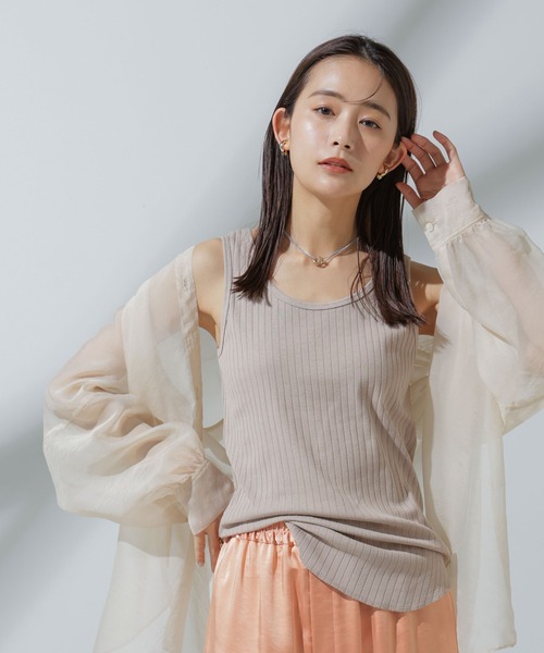 NANO universe（ナノユニバース）の「Anti Soaked(R) 汗染み防止 リブタンクトップ（Tシャツ/カットソー・レディース・ブラック/アイボリー/チャコール/グレー系その他4・S/M）」の3枚目の写真