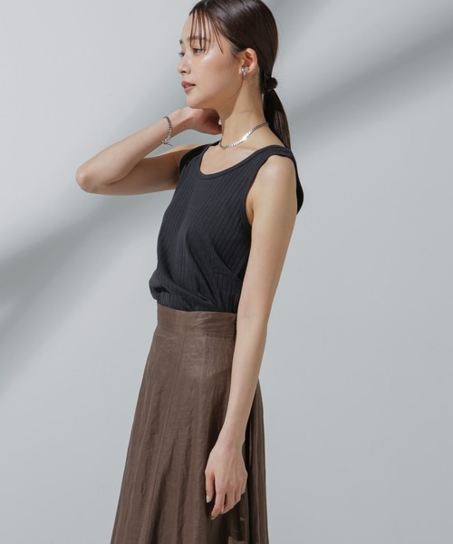 NANO universe（ナノユニバース）の「Anti Soaked(R) 汗染み防止 リブタンクトップ（Tシャツ/カットソー・レディース・ブラック/アイボリー/チャコール/グレー系その他4・S/M）」の6枚目の写真
