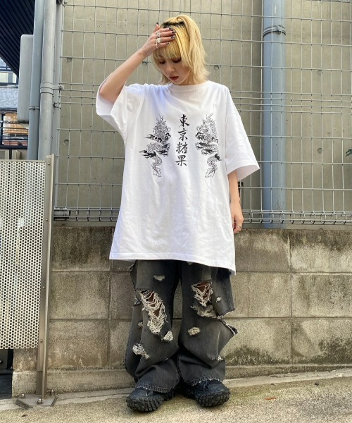 【未使用新品】CANDY SWEETIE BIG BIG Tシャツ ホワイト Candy Stripper tシャツ CANDY SWEETIE BIG Tシャツ レディース