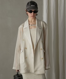 PRANK PROJECT | 【24SUMMER PRE ORDER】シースルーサテンコンビジャケット / See-through Satin Combi Jacket(テーラードジャケット)