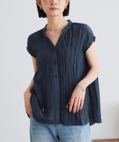 titivate(ティティベイト)の「フレンチスリーブワッシャーブラウス(シャツ/ブラウス・レディース・アイボリー/ライトグリーン/ネイビー・S/M)」の3枚目の写真