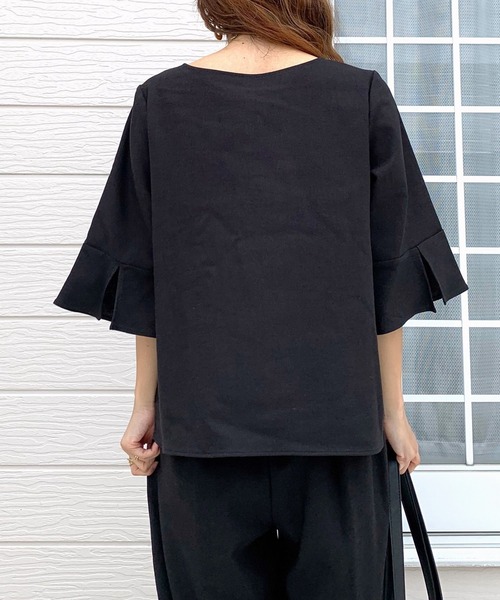 Q（キュー）の「リネンライクスリット袖ブラウス（シャツ/ブラウス・レディース・チャコールグレー/ブラック・MEDIUM）」の10枚目の写真