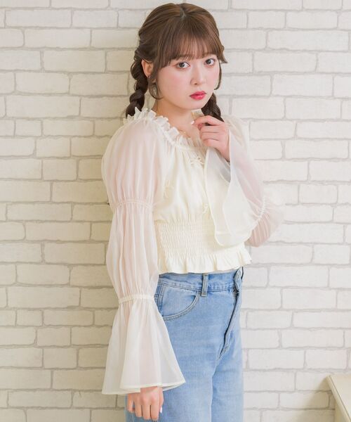 ems excite（エムズエキサイト）の「リボンパールBL（シャツ/ブラウス・レディース・ピンク/ブラック/ナチュラル・FREE）」の15枚目の写真