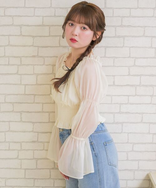ems excite（エムズエキサイト）の「リボンパールBL（シャツ/ブラウス・レディース・ピンク/ブラック/ナチュラル・FREE）」の16枚目の写真