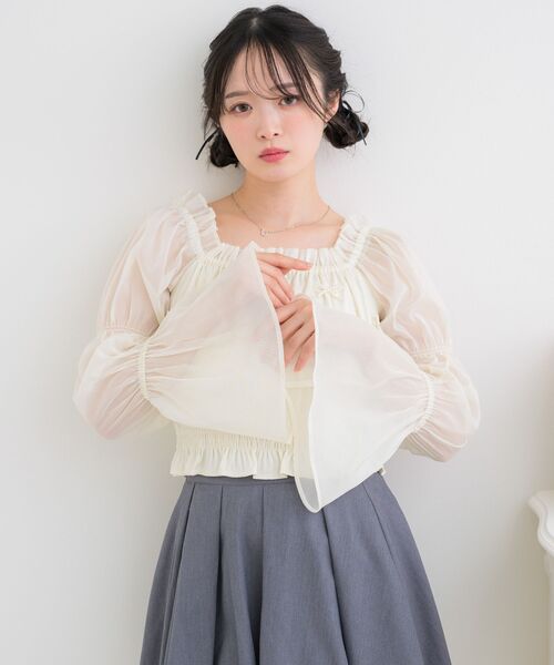 ems excite（エムズエキサイト）の「リボンパールBL（シャツ/ブラウス・レディース・ピンク/ブラック/ナチュラル・FREE）」の18枚目の写真