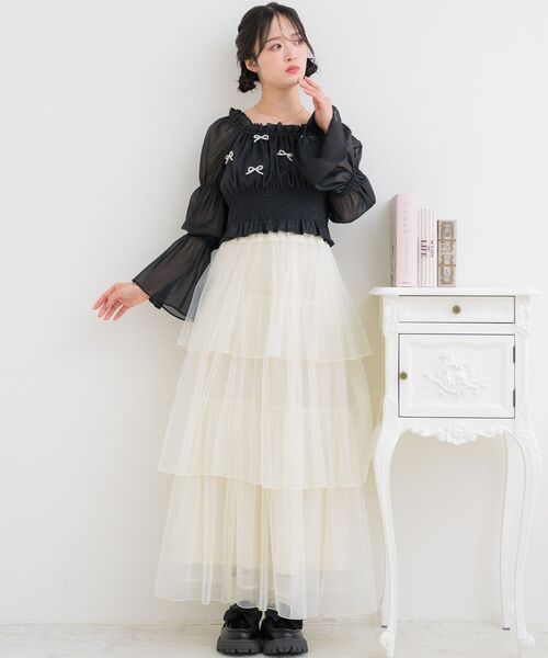 ems excite（エムズエキサイト）の「リボンパールBL（シャツ/ブラウス・レディース・ピンク/ブラック/ナチュラル・FREE）」の21枚目の写真