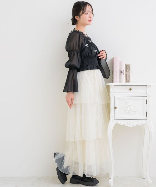 ems excite（エムズエキサイト）の「リボンパールBL（シャツ/ブラウス・レディース・ピンク/ブラック/ナチュラル・FREE）」の22枚目の写真