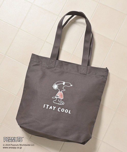 Honeys（ハニーズ）の「スヌーピー／トートバッグ（トートバッグ・レディース・ホワイト×ブラック/カーキ/キナリ/スミクロ/ホワイト系その他/ブラック系その他・FREE）」の4枚目の写真