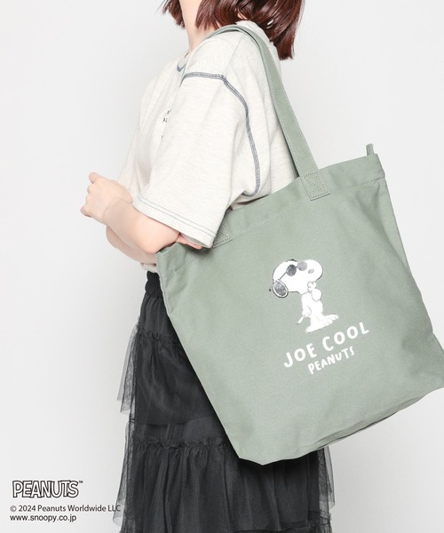 Honeys（ハニーズ）の「スヌーピー／トートバッグ（トートバッグ・レディース・ホワイト×ブラック/カーキ/キナリ/スミクロ/ホワイト系その他/ブラック系その他・FREE）」の6枚目の写真