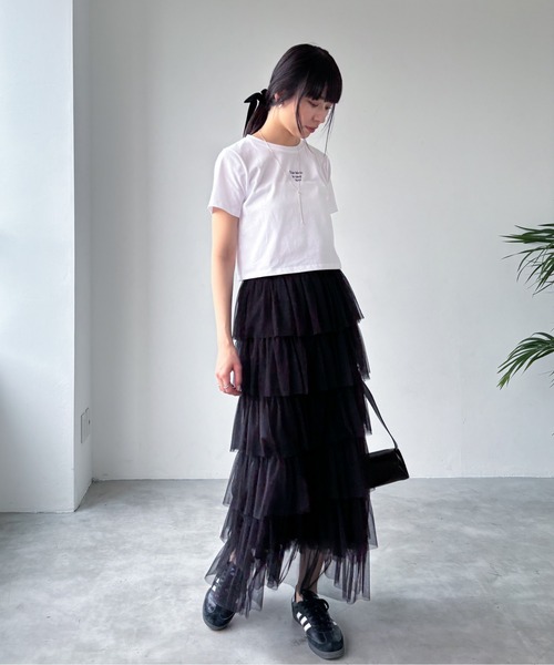 EPIMI E'PIMMY（エピミエピミー）の「ロゴ刺繍コンパクトTシャツ（Tシャツ/カットソー・レディース・オフホワイト/杢グレー/オートミール・MEDIUM）」の11枚目の写真