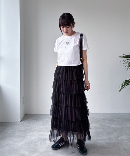 EPIMI E'PIMMY（エピミエピミー）の「ロゴ刺繍コンパクトTシャツ（Tシャツ/カットソー・レディース・オフホワイト/杢グレー/オートミール・MEDIUM）」の10枚目の写真