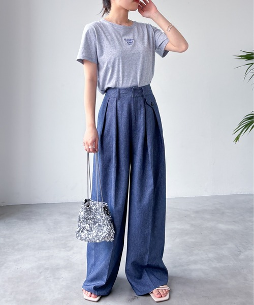 EPIMI E'PIMMY（エピミエピミー）の「ロゴ刺繍コンパクトTシャツ（Tシャツ/カットソー・レディース・オフホワイト/杢グレー/オートミール・MEDIUM）」の5枚目の写真