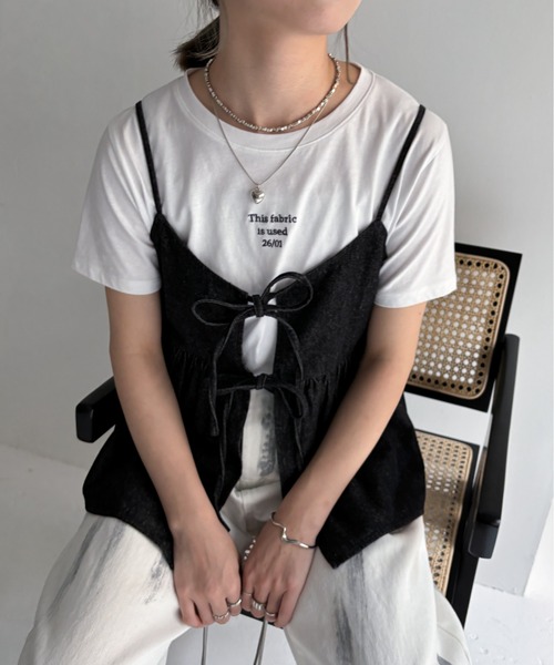 EPIMI E'PIMMY（エピミエピミー）の「ロゴ刺繍コンパクトTシャツ（Tシャツ/カットソー・レディース・オフホワイト/杢グレー/オートミール・MEDIUM）」の21枚目の写真