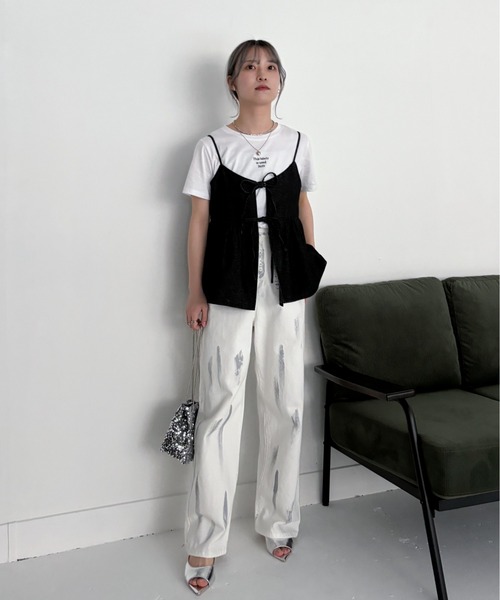 EPIMI E'PIMMY（エピミエピミー）の「ロゴ刺繍コンパクトTシャツ（Tシャツ/カットソー・レディース・オフホワイト/杢グレー/オートミール・MEDIUM）」の18枚目の写真