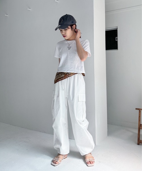 EPIMI E'PIMMY（エピミエピミー）の「ロゴ刺繍コンパクトTシャツ（Tシャツ/カットソー・レディース・オフホワイト/杢グレー/オートミール・MEDIUM）」の14枚目の写真