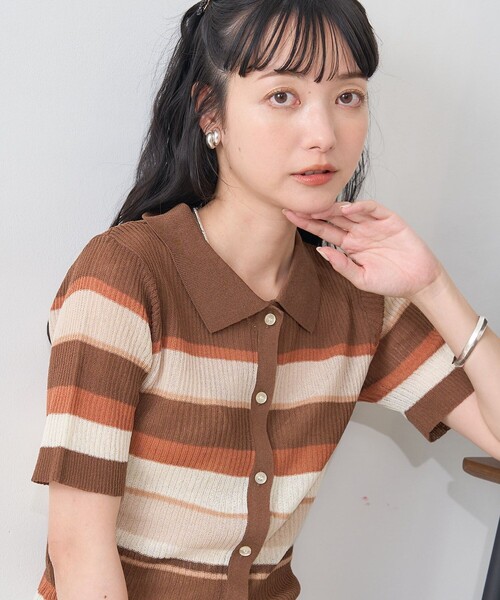 希少✨A.PRESSE 23AW ボーダーニットポロ 2 ベージュブラウン A.PRESSE 23AW ボーダーニットポロ 3 ベージュブラウン - メルカリ